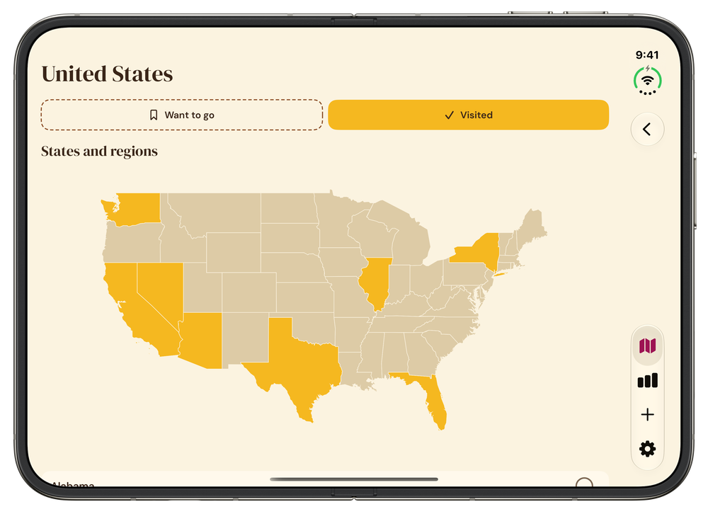 United States with colored states